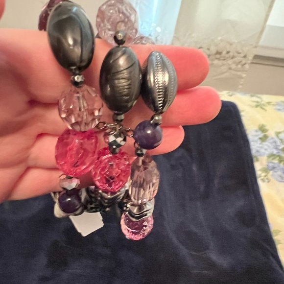 New York & Company - Pink, Gray Animal Print, Silver, Purple Stretch Bracelet - Picture 3 of 3